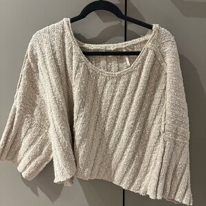 Free People Textured Cream Knit Sweater
